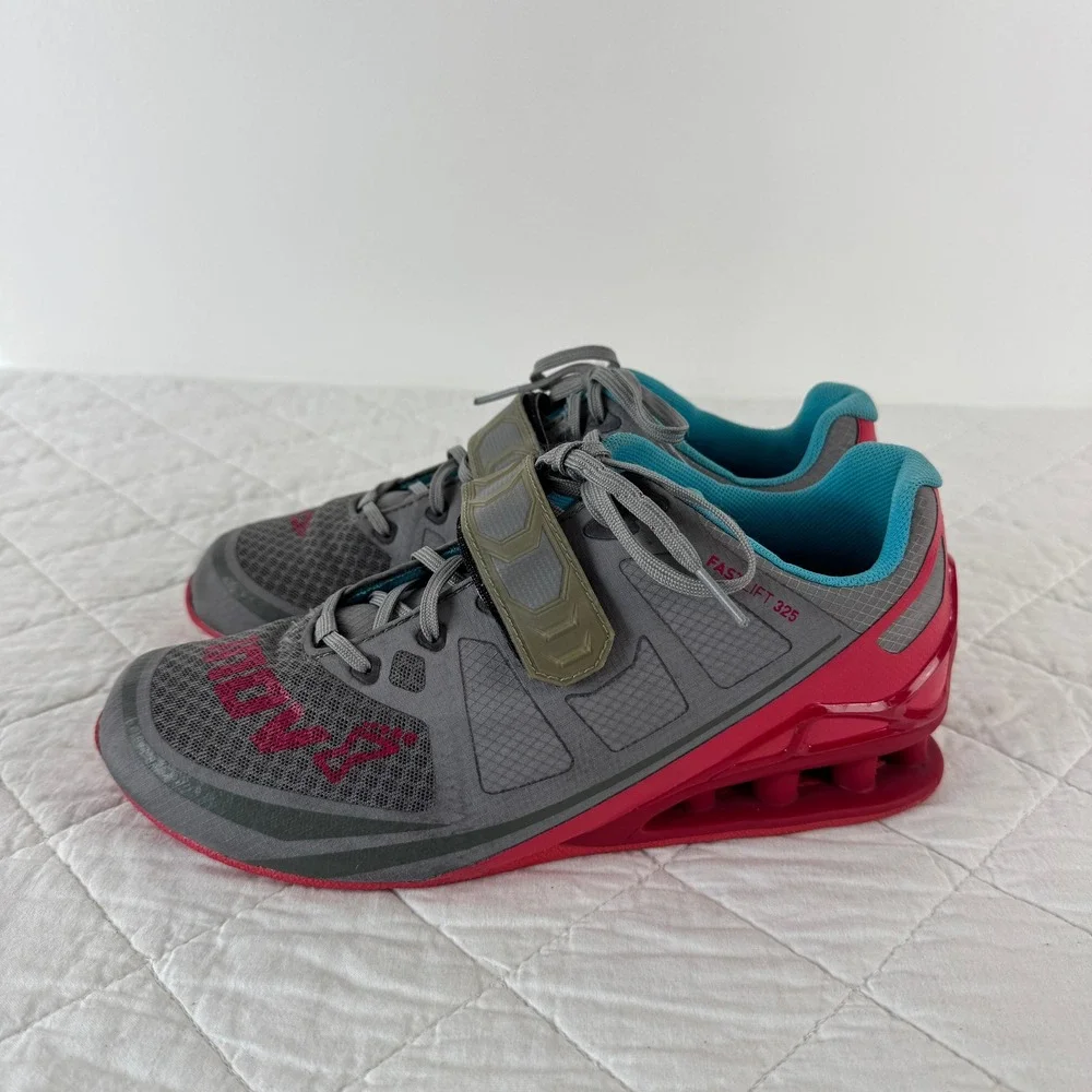 Inov 8 Fastlift 325 Women Shoes Grey Pink Teal Cross Trainer Weightlifting 9.5 - Picture 5 of 11
